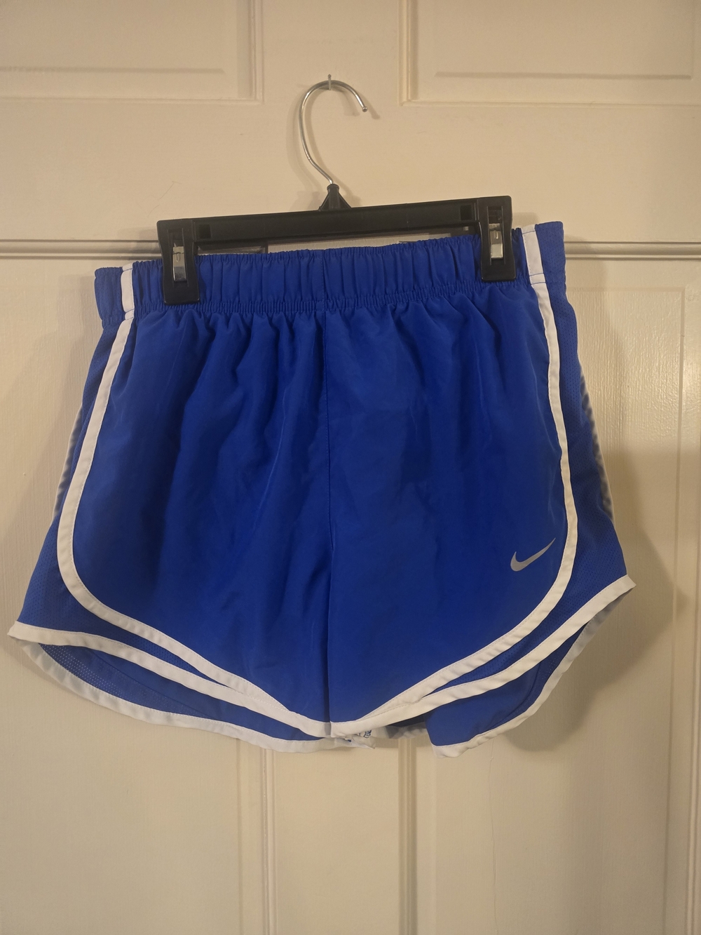 Nike Tempo Dri-FIT Women’s Blue/White Running Shorts Drawstring Size S #252